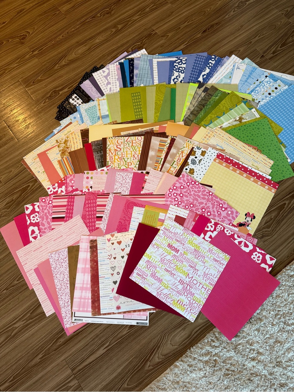 NEW 12x12 Scrapbook Paper Lot ~180 Sheets + File Holder | Disney & More
